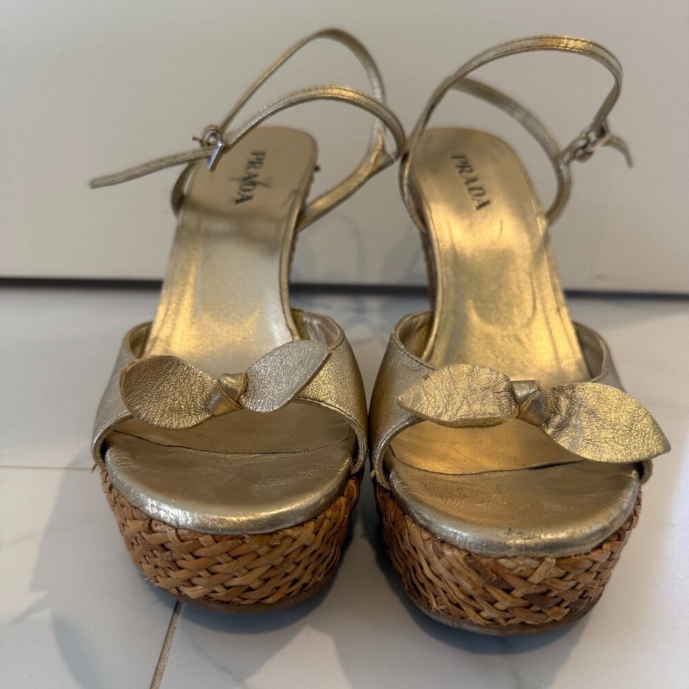 Prada Leather Bow Accents Espadrilles
